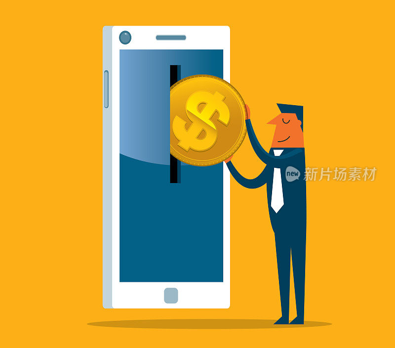 Mobile phones with coin - Businessman